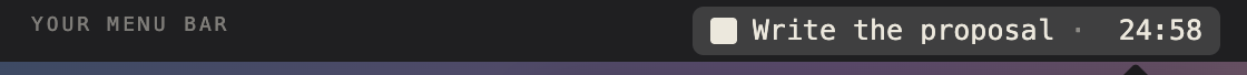 The menu bar item counting down a task